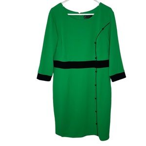 *NWT NY & Co. New York and Company Midi Sheath Dress Kelly Green Sz XL